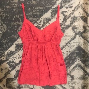 FOX Racing baby doll tank skull tattoo print coral